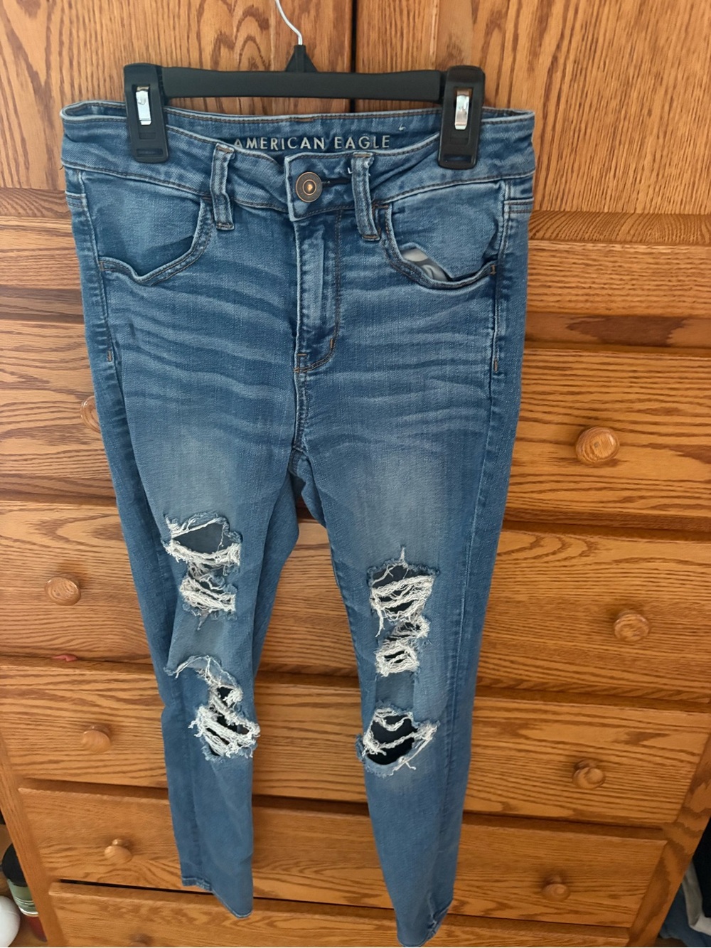 American Eagle Outfitters Skinny Distressed Blue Jeans